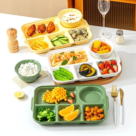 Ceramic Divided Dinner Plate Reusable Portion Control Plate 5 Compartments Snack Serving Dish Food Container Kitchen Tableware - AliExpress 15 Kitchen Tableware, Container Kitchen, Food Container, Food Containers, Dinner Plate, Serving Dishes, Food Dishes, Dinner Plates, Kitchen Dining