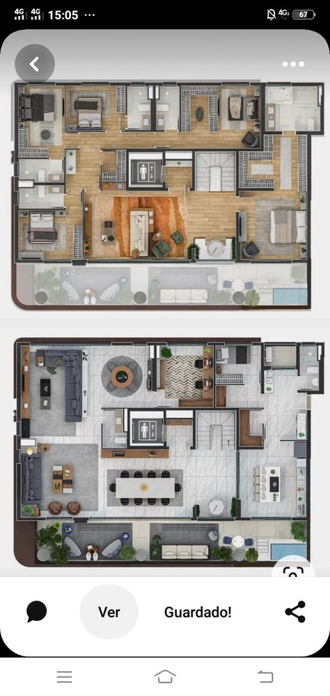 Duplexes House Plans, Duplex House Design Plan, Duplex Villa Plan, Modern Duplex Design House Plans, Duplex Layout, Plan Interior Design, Interior Floor Plan, Modern House Floor Plans, Duplex Plans