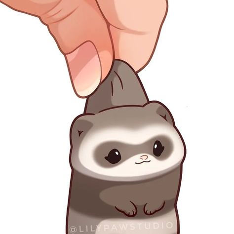 Kawaii Ferret, The Noodle, Kawaii Drawing, 3d Inspiration, Domestic Animals, Kawaii Animals, Kawaii Drawings, Ferret, Mochi