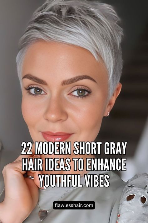 Gray-Silver Undercut Pixie Cut Short Gray Hair Styles, Gray Hair Ideas, Short Gray Hair, Gray Pixie, Gray Hair Styles, Edgy Haircuts, Undercut Pixie, Curl Cream, Bob Haircuts