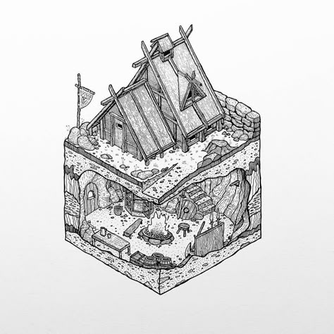 Diamond Drawings, Isometric Sketch, Isometric Drawings, Viking House, Isometric Map, Baba Jaga, Isometric Drawing, Coloring Pages Inspirational, Writing Fantasy