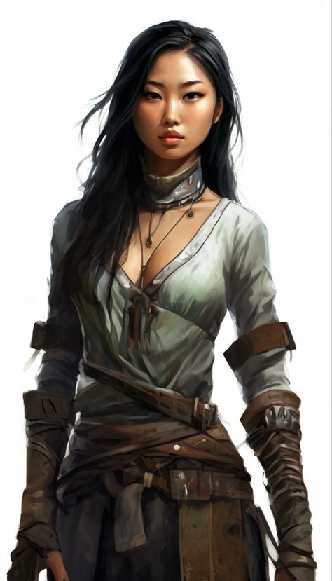 Asian Pirate Character Design, Asian Dnd Character, Human Female Dnd, Dnd Human Woman, Female Dnd Character, Character Inspiration Woman, Female Monk, Asian Character Design, Dnd Character Concept