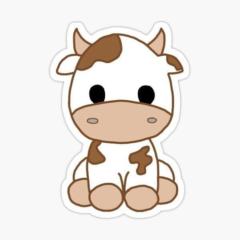 Cow Drawing, Cute Easy Doodles, Cute Laptop Stickers, Scrapbook Stickers Printable, Cute Doodle Art, Mini Drawings, Cute Easy Drawings, Kawaii Stickers, Cute Cows