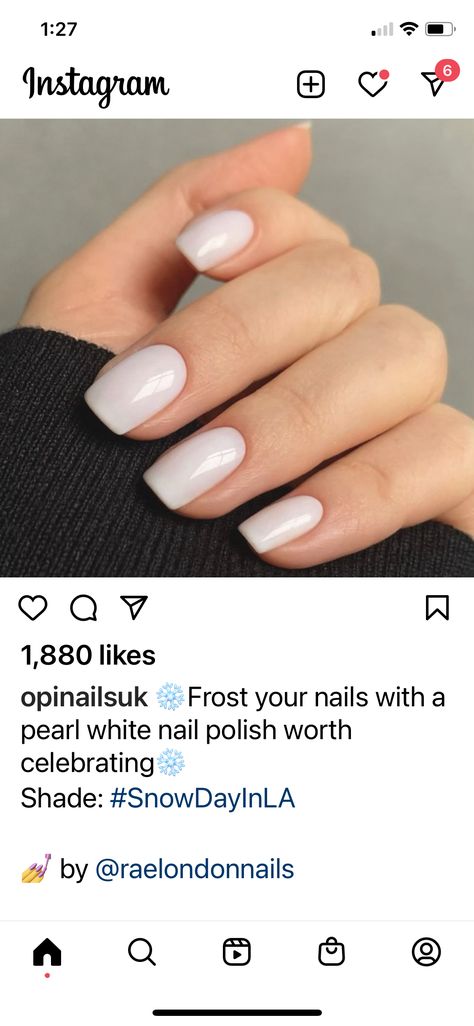 Shades Of White Nails, Office Friendly Nails, Nails Sports Length, Pearl White Nails, Nails Fun, Simple Acrylic, Simple Acrylic Nails, Nails Colors, White Nail Polish