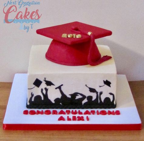 A buttercream cake with a red cap topper. High School Graduation Cakes, Graduation Cake Designs, Special Cakes, Graduation Cake, Red Cap, Special Cake, Graduation Cakes, High School Graduation, School Graduation