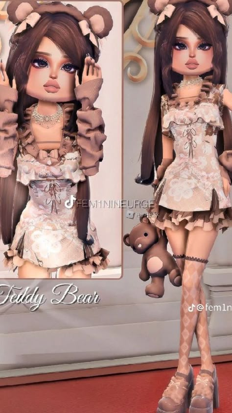 Teddy bear dress to impress Bear Dress To Impress, Teddy Bear Dress, Roblox Hacks, Bear Dress, Bambi 3, Dti Ideas, Dress To Impress Outfits, Royale High, Surgery