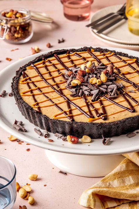 Luxurious, rich, and still refined sugar-free, this Dairy-Free Peanut Butter Pie is essentially a peanut butter cup in pie form! Roast With Au Jus, Sauerkraut And Apples, Peanut Butter Pie Filling, Dairy Free Pies, Chocolate Cookie Crust, Sheet Pan Meals, Dinner Ingredients, Over Mashed Potatoes, Simple Healthy Recipes