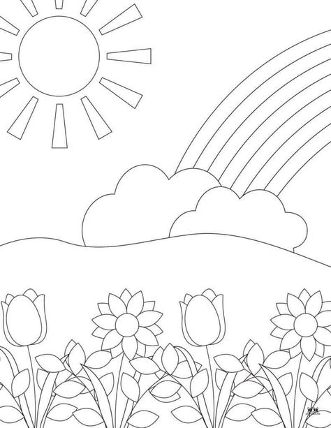 March Coloring Pages, Coloring Pages Spring, Spring Coloring Sheets, Sun Coloring Pages, Coloring Pages Nature, Farm Coloring Pages, Flower Crafts Kids, Spring Drawing, Space Coloring Pages