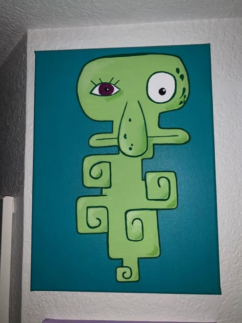 Follow my art on instagram #squidwards_private_gallery Spongebob Squidward Painting, Squidward Self Portrait, Squidward Painting On Canvas, Art Spongebob, Squidward Art, Squidward Painting, Spongebob Art, Sea Creatures Art, Spongebob Painting