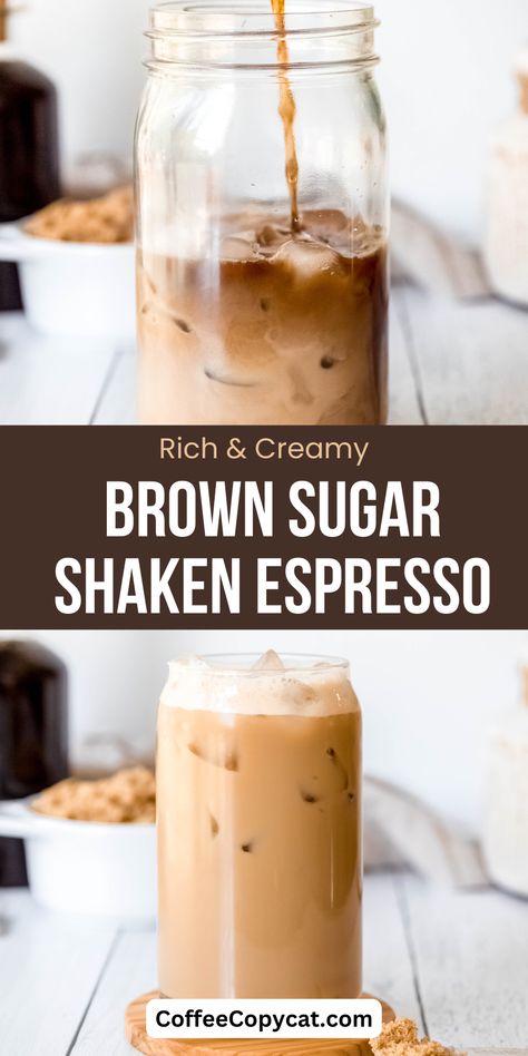 Espresso Cold Brew, Homemade Iced Espresso Drinks, Brownsugar Iced Coffee, Brown Sugar Vanilla Iced Coffee, Iced Coffee With Espresso Machine, Brown Sugar Espresso Drink, Brown Sugar Shaken Espresso At Home, Brown Sugar Coffee Recipe, Brown Sugar Coffee Syrup Recipe