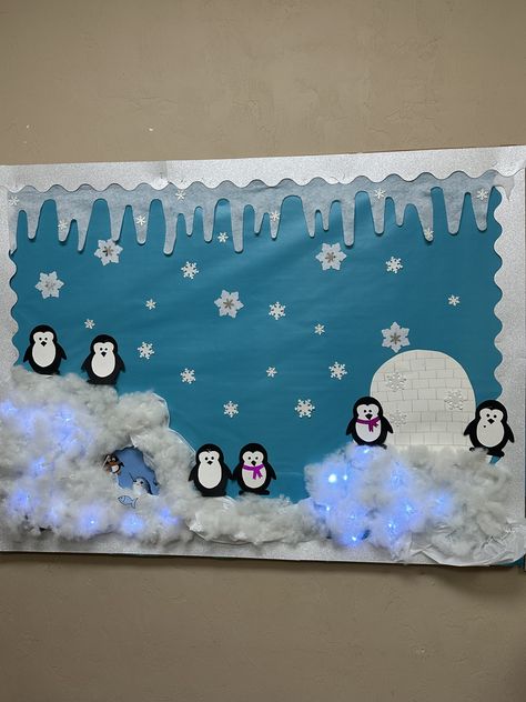 Winter Fireplace Bulletin Board Ideas, Winter Sports Bulletin Board Ideas, Penguin Winter Bulletin Boards, Winter Snow Bulletin Board Ideas, Winter Wonderland Boards For Preschool, Winter Boards Bulletin For Daycare, January Preschool Bulletin Board Ideas, Ice Skating Bulletin Board Ideas, Christmas Class Bulletin Boards