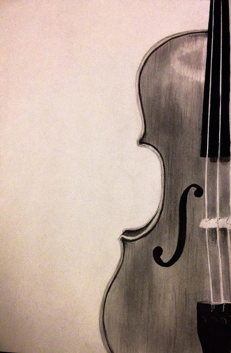 Charcoal Drawing Voilin Class by ChicCharcoals on Etsy                                                                                                                                                      More Violin Art Drawing, Violin Drawing, Cello Art, Violin Art, Music Drawings, Charcoal Sketch, Charcoal Drawings, Charcoal Art, Sketch Painting