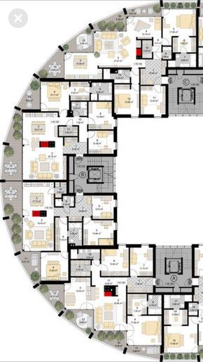 Flooring Inspiration Tile, Cohousing Plan, Hotel Building Plan, Residential Building Floor Plan, Atria Senior Living, Autocad Plan, Residential Building Plan, Hotel Floor Plan, Hotel Floor