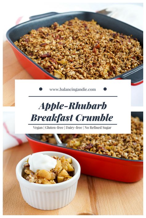 Apple Rhubarb Recipes, Rhubarb Vegan, Rhubarb Apple Crisp, Rhubarb Breakfast, Breakfast Crumble, Rhubarb And Apple Crumble, Healthy Tart, Gluten Free Apple Recipes, Apple Rhubarb