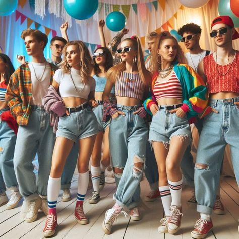 The fashion world is experiencing a major throwback as the 90s style makes a triumphant return to the mainstream. From scrunchies to cargo pants, the iconic 90s Bar Crawl Outfit, 1990 Outfits 90s Fashion, 90’s Costume, 90s Looks Outfits Party, 90 Party Outfits, 90s Fashion Costume, Back To The 90s Party Outfit, 90s Costume Party, 90’s Party