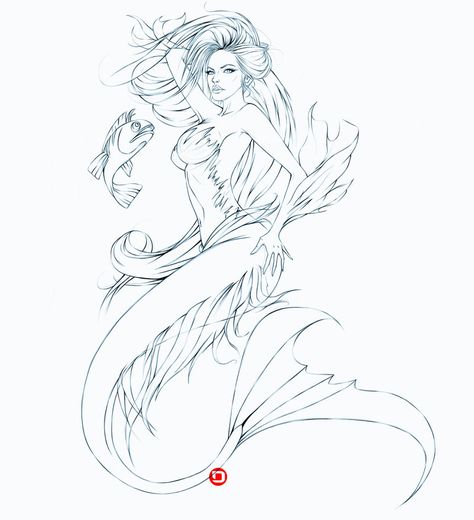 The Legend Of The Little Mermaid by dannykojima.deviantart.com on @deviantART Realistic Mermaid Drawing, Mermaid Coloring Pages For Adults, Zombie Mermaid, Mermaid Drawing, Mermaid Sketch, Mermaid Tattoo Designs, Realistic Mermaid, Mermaid Artwork, Fantasy Mermaids