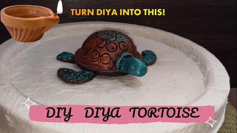 DIY Tortoise using Diya || Best out of waste || Reuse waste Diwali Diya || Garden Fables || Diwali Diya, Best Out Of Waste, Dog Bowls, Diwali, Tortoise, The Creator