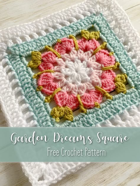 Flower motif crochet square, spring crochet pattern, afghan square, Crochet Flower Granny Square Pattern, Crochet Flower Squares, Blanket Design, Granny Square Crochet Patterns Free, شال كروشيه, Crochet Bedspread Pattern, Confection Au Crochet, Pattern Blanket, Crochet Blanket Designs