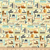 Riley Blake National Parks Word Print Cream from @fabricdotcom The%20National%20Parks%20collection%20by%20Anderson%20Design%20Group%20for%20Riley%20Blake%20Designs%20is%20great%20for%20quilting%2C%20apparel%20and%20home%20decor.%20This%20print%20features%20text%20and%20icons%20that%20relate%20to%20the%20different%20national%20parks.%20Official%20licensed%20product.%20Colors%20include%20shades%20of%20brown%2C%20blue%2C%20and%20green.%20This%20is%20a%20licensed%20fabric%20and%20is%20not%20intende National Park Quilt, Camping Fabric, Laminated Cotton Fabric, Anderson Design Group, Riley Blake Fabric, Words Prints, Bryce Canyon, Cotton Quilting Fabric, Riley Blake