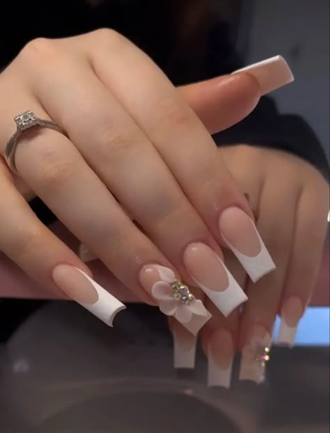 Acrylics Aesthetic, Latina Nails, Gel Nails Long, Concert Nails, Quinceanera Nails, Graduation Nails, Red Acrylic Nails, White Acrylic Nails, Girly Acrylic Nails