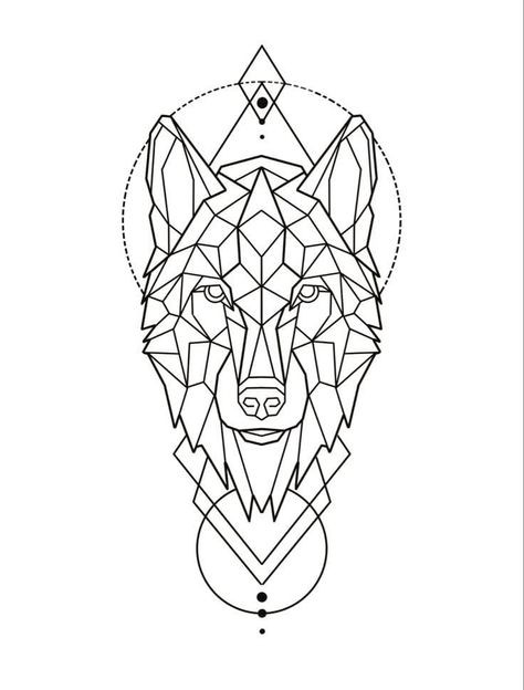 Geometric Wolf Drawing, Origami Triangle, Snake And Dagger Tattoo, Geometric Owl Tattoo, Bolt Tattoo, Geometric Owl, Dragon Tattoo Ideas, Geometric Wolf, Rune Tattoo