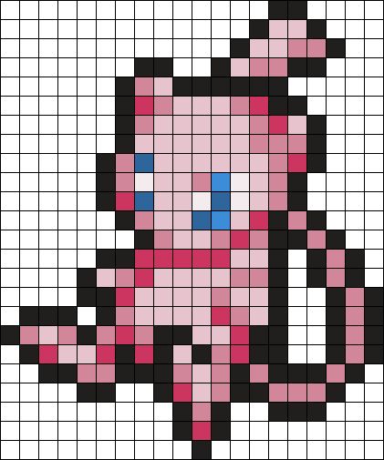 Mew Sprite Perler (pokemon Mystery Dungeons: Red Rescue Team) Perler Bead Pattern | Bead Sprites | Characters Fuse Bead Patterns Pokemon Mystery Dungeon Pixel Art, Mew Perler Bead Pattern, Mitsuri Perler Beads, Perler Bead Pattern Pokemon, Pokemon Perler Patterns, Moth Perler Bead Patterns, Mew Perler Bead, Helluva Boss Perler Beads, Kirby Perler Bead Patterns