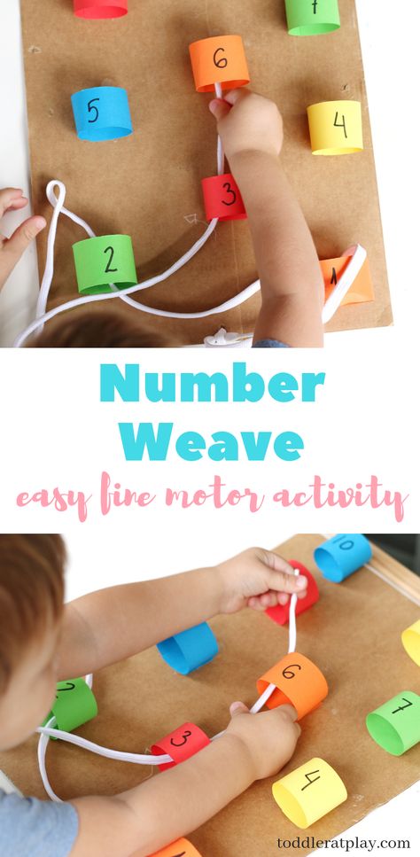 Easy and fun recycled idea for toddlers. Create this Number Weave using simple materials you probably have right at home! Learn numbers, fine motor skills and hand-eye coordination. #finemotor #handeyecoordination #toddleractivity #recycledactivity Fun For Toddlers, Learn Numbers, Fun Activities For Toddlers, Childcare Activities, Number Activities, Fine Motor Skills Activities, Motor Skills Activities, Kids Math Worksheets, Math Activities Preschool