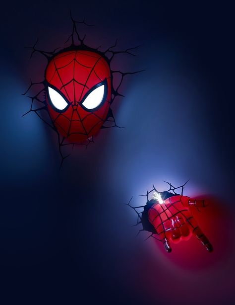 Spider Man Bedroom Ideas, Spider Man Hand, Spiderman Hand, Spiderman Room Decor, Spiderman Bedroom, Spiderman Room, Spiderman Gifts, Marvel Wall, 3d Night Light