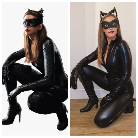 Cat Woman Anne Hathaway, Bat Woman Costume, Cat Women Halloween Costumes, Batwoman Costume, Batgirl Halloween, Batgirl Halloween Costume, Catwoman Halloween Costume, Halloween Costume Inspiration, Catwoman Costume