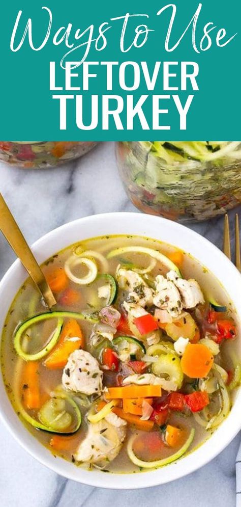 These 17 Delicious Leftover Turkey Recipes are the perfect ways to use up that extra turkey from Thanksgiving or Christmas - these holiday leftover ideas will ensure nothing goes to waste! #leftoverturkey #holidayrecipes Soup Thanksgiving, Easy Turkey Soup, Turkey Casserole Recipe, Paleo Turkey, Leftover Turkey Casserole, Weight Watchers Recipe, Leftover Turkey Soup, Instant Pot Slow Cooker, Turkey Soup Recipe