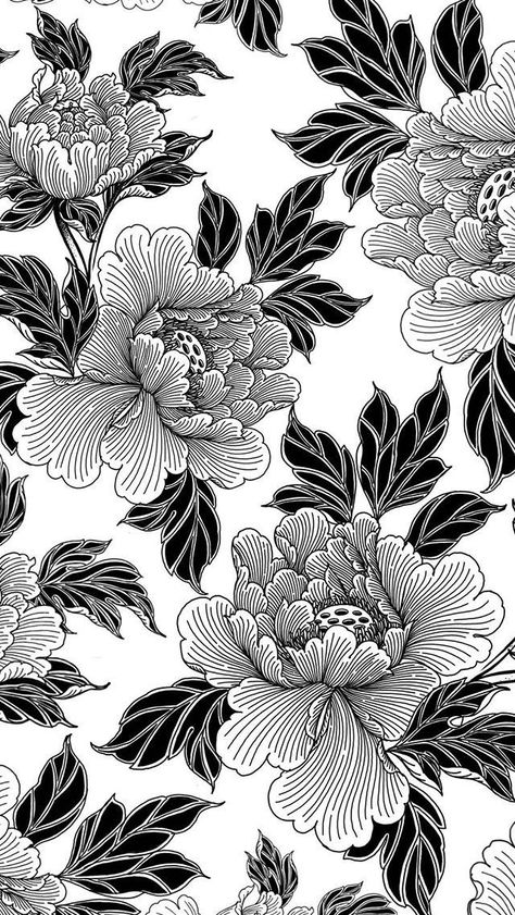 Fiori Art Deco, Armband Tattoos, Pattern Black And White, Black And White Art, Japanese Flowers, Flower Tattoo Designs, Art Flowers, Pen Art, Japanese Tattoo