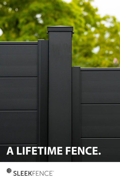 Are you looking for a BLACK MODERN FENCE? Yes, please.  A fence that will last a lifetime? Yes, please.  Meet SLEEKFENCE.  Superior to all fence options with high end design that will be a property investment project. Metal Privacy Fence Ideas, Exterior Fencing, Metal Privacy Fence, Black Metal Fence, Privacy Fencing, Fence Options, High End Design, Black Fence, Privacy Fences