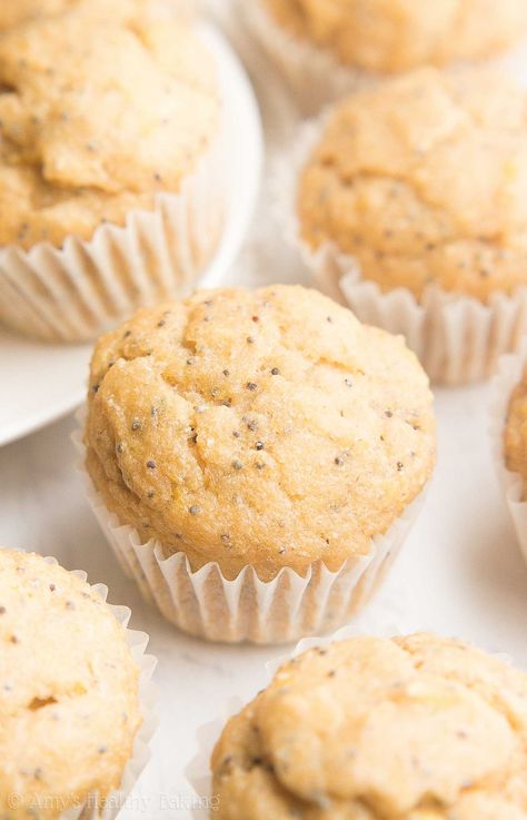 Healthy Lemon Poppy Seed Mini Muffins - SO GOOD & only 38 calories! You'll never use another recipe again! These are the BEST! ♡ healthy greek yogurt lemon poppy seed muffins. best clean eating lemon poppy seed muffins. easy lemon poppy seed muffins no sugar. Mini Muffins Healthy, Lemon Muffins Healthy, Poppy Seed Muffins Healthy, Lemon Poppyseed Muffins Easy, Lemon Poppy Seed Muffins Healthy, Lemon Poppy Muffins, Poppy Seed Muffins Recipe, Lemon Chia Seed Muffins, Greek Yogurt Muffins