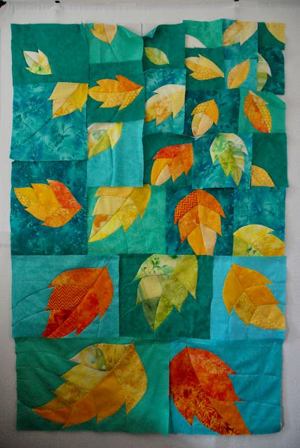 Quilt Art by Olena Pugachova: curve piecing Leaf Quilt, Beginner Quilt, Landscape Art Quilts, Applique Art, Place Mats Quilted, Quilt Art, Rainbow Roses, Halloween Quilts, Tree Quilt