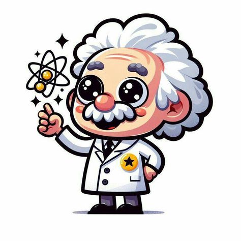 Science Related Stickers, Cute Scientist Drawing, Einstein Sticker, Drawing For Science, Albert Einstein Drawing Cartoon, Albert Einstein Drawing, Thinking Sticker, Stickers Science, Math Stickers