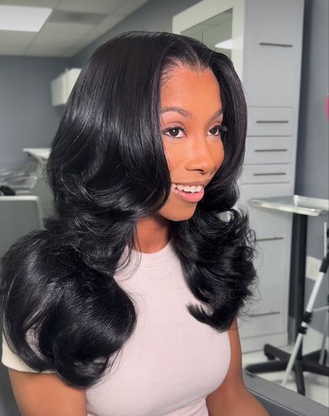 Sew In Weave Hairstyles, Braided Space Buns, Wispy Layers, Braided Ponytails, Frontal Wig Hairstyles, Sew In Hairstyles, French Braids, Jet Black Hair, Space Buns