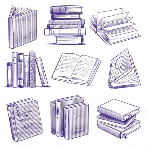 Bookshelf Drawing Reference, Architecture Concept Drawings Sketches, Books Drawing Sketches, Library Drawing, Book Drawings, Book Sketch, Drawing Vintage, Drawing Books, Pile Of Books