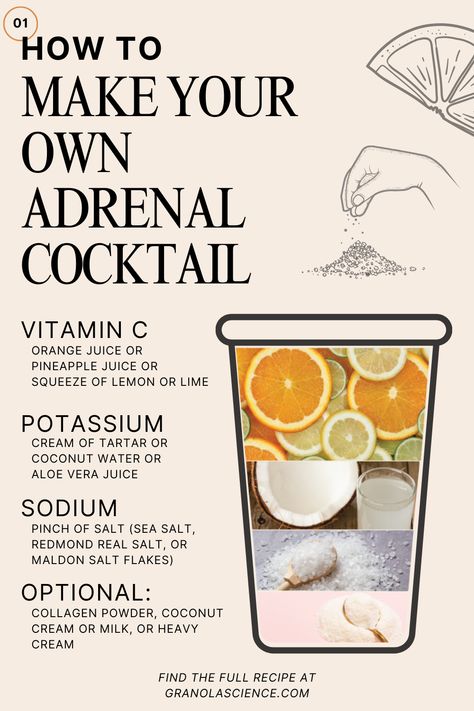 Learn how to make your own adrenal cocktail, full of vitamin C and minerals like sodium and potassium to support your adrenal glands, balance hormones, and fight stress and chronic fatigue. Check out the post to learn the science behind the ingredients in this refreshing adrenal boosting drink! Adrenal Cocktail, Adrenal Support, Adrenal Health, Healthy Hormones, Adrenal Glands, Healthy Drinks Recipes, Adrenal Fatigue, Hormone Health, Healing Food