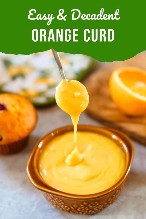 This Orange Curd Recipe is as decadent as it is simple, requiring only a handful of ingredients, and it's gluten-free! Enjoy it on its own or as a spread for breakfast or with scones. Blackberry Curd Recipe, Orange Curd Desserts, Orange Curd Recipe, Assyrian Recipes, Curd Recipes, Scones And Clotted Cream, Orange Recipe, Lemon Curd Cake, Orange Curd