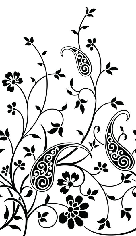 Embroidery Designs Drawing, Flower Stencil Patterns, Animal Embroidery Patterns, Indian Motif, Brain Storming, Saree Painting Designs, Beautiful Flower Drawings, Fabric Paint Designs, Paisley Art