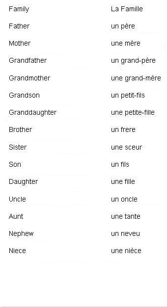 French Words for Family Members. It's not printed very clearly but the word for "sister" is "une soeur." French Language Basics, Useful French Phrases, Learn French Beginner, French Basics, Learn To Speak French, French Flashcards, Basic French Words, French For Beginners, Learn Another Language