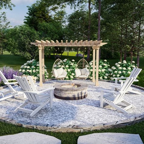 Backyard Sitting Areas, Online Landscape Design, Fire Pit Swings, Kids Backyard Playground, Backyard Swings, Pergola Swing, Fireplace Garden, Garden Fire Pit, Backyard Remodel