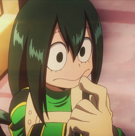 @titanexe || tags : #anime #pfp #profile #picture #icon #tsuyu #asui #bokunoheroacademia #myheroacademy An Anime, Anime Character, Hero Academia, Green, Anime, Black