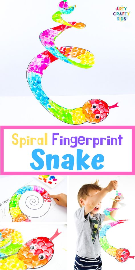 Arty Crafty Kids | Printable Spiral Snake Mobile Craft for Kids | This super cute snake craft is a fantastic scissors skills project for kids in preschool, kindergarten and primary school #artycraftykids Reptile Crafts, Snake Craft, Spiral Snake, Snake Crafts, Mobile Craft, Travel Crafts, Cute Snake, Learn Crafts, Crafty Kids