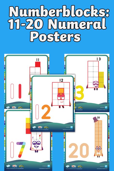 Children will have fun and develop their understanding of numbers and counting with Twinkl's Numberblocks Printables Free: 11-20 Numeral Posters. Use alongside the BBC’s Numberblocks episodes on YouTube! Numberblocks Printables Free, Algebraic Thinking, Printables Free, Place Values, Math Lessons, Teaching Math, Teaching Resources, Have Fun, Bbc