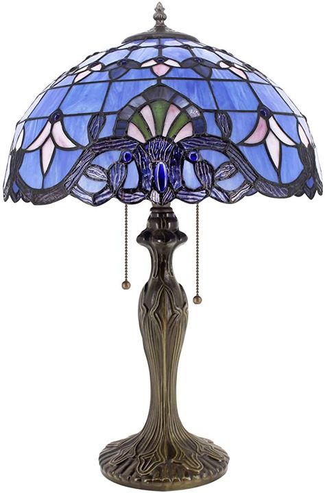 Table Reading Lamp, Purple Stained Glass, Funky Lamps, Stained Glass Lamp Shades, Victorian Living Room, Stained Glass Table Lamps, Nightstand Light, Tiffany Style Table Lamps, Stained Table