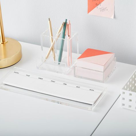 Russell + Hazel Acrylic Tray | The Container Store Organisers Desk, Acrylic Office Supplies, Rolling Carts, Office With A View, Business Pens, File Folder Organization, Space Organization, Cute Office Supplies, Ergonomics Furniture