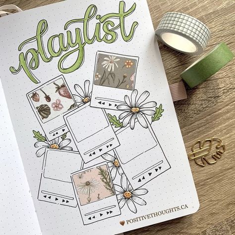 May Playlist, Daisy Journal, Bullet Journal Topics, Bullet Journal Monthly Spread, Bullet Journal Ideas Templates, Bullet Journal Paper, Bulletin Journal Ideas, Bullet Journal Mood, Bullet Journal Diy