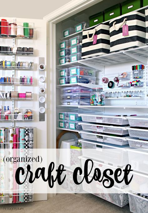 Organized Craft Closet, Craft Storage Closet, Organiser Son Dressing, Closet Room Organizer, Craft Room Closet, Craft Closet Organization, Hi Sugarplum, Craft Closet, Craft Sewing Room