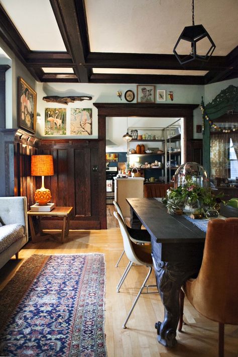 Looking through the dining room towards the kitchen. Benjamin Moore Aura Matte finish "Palladian Blue" in the dining room. Aesthetic Apartments, Furniture Apartment, Style Apartment, Girly Apartments, Rooms Decor, Slow Design, Interior Vintage, Apartment Organization, Casas Coloniales